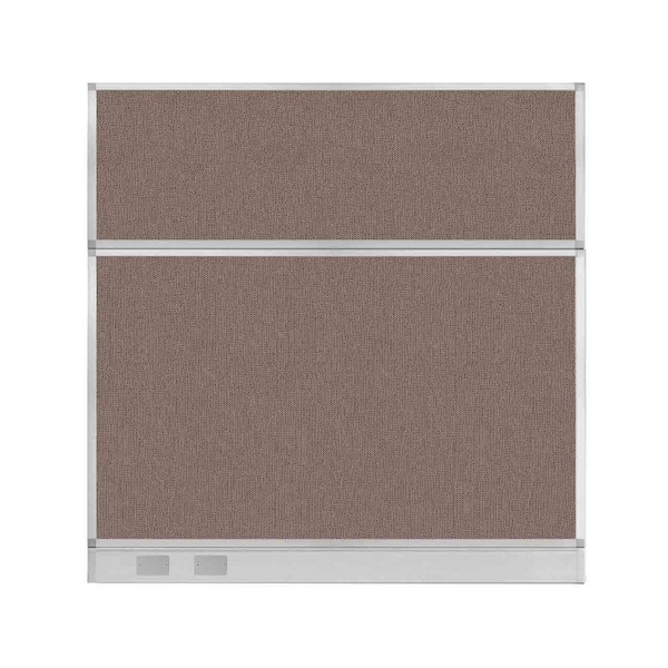 Hush Panel Configurable Cubicle Partition 6' x 6' Latte Fabric w/ Cable Channel